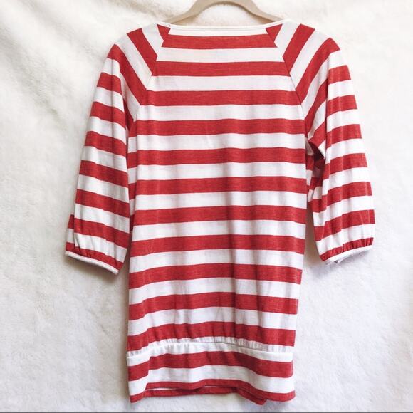 GAP Salmon & White striped 3/4 Sleeve Top - Picture 2 of 8